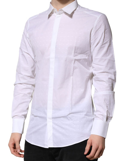 Dolce & Gabbana White Cotton GOLD Long Sleeves Formal Shirt