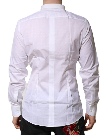Dolce & Gabbana White Cotton GOLD Long Sleeves Formal Shirt