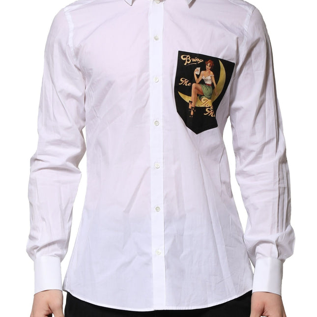 Dolce & Gabbana White MARTINI Long Sleeves Men Formal Shirt