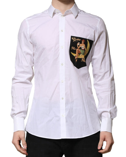 Dolce & Gabbana White MARTINI Long Sleeves Men Formal Shirt