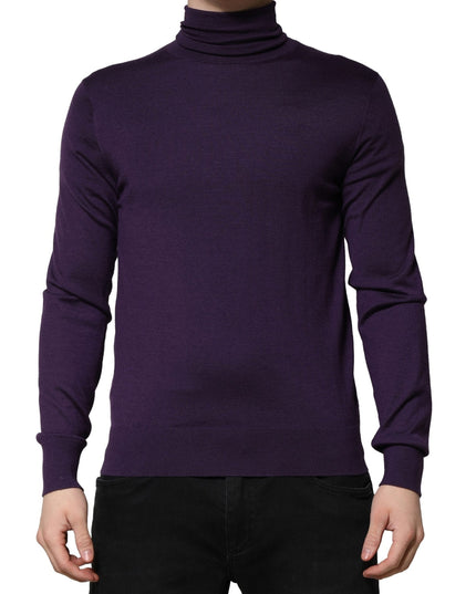 Dolce & Gabbana Purple Cashmere Turtleneck Pullover Sweater