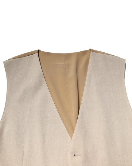 Dolce & Gabbana Beige Linen Dress Formal Men Waistcoat Vest
