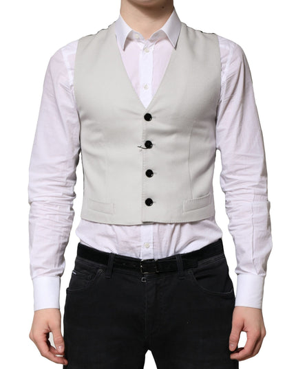 Dolce & Gabbana Gray Wool Dress Formal Men Waistcoat Vest