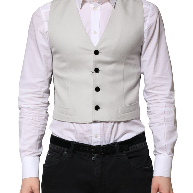 Dolce & Gabbana Gray Wool Dress Formal Men Waistcoat Vest