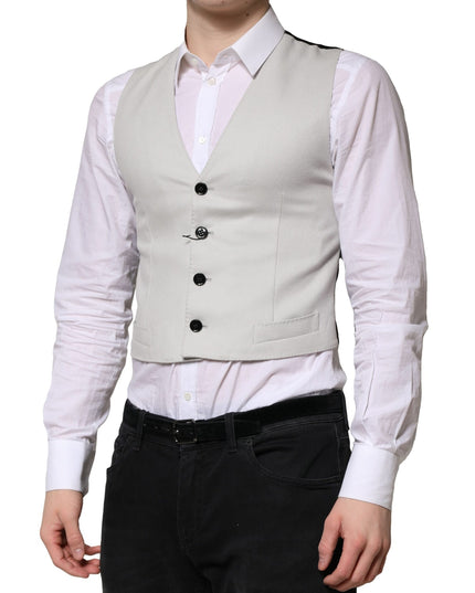 Dolce & Gabbana Gray Wool Dress Formal Men Waistcoat Vest