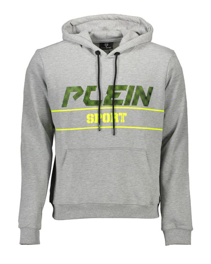 Plein Sport Gray Cotton Men's Hooded Sweater
