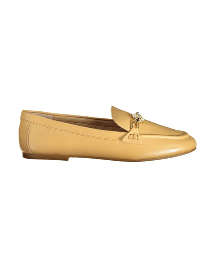 Ralph Lauren Beige Leather Women Flat Shoe