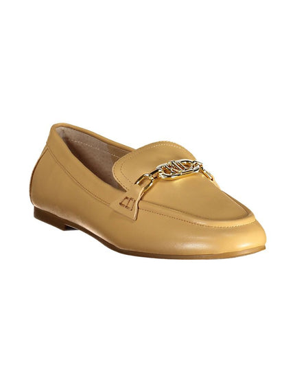 Ralph Lauren Beige Leather Women Flat Shoe