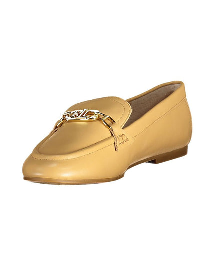 Ralph Lauren Beige Leather Women Flat Shoe