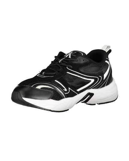 Calvin Klein Sleek Black Lace-Up Sneakers with Contrast Details