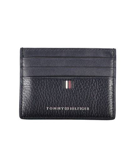 Tommy Hilfiger Sleek Blue Leather Card Holder with Contrast Details