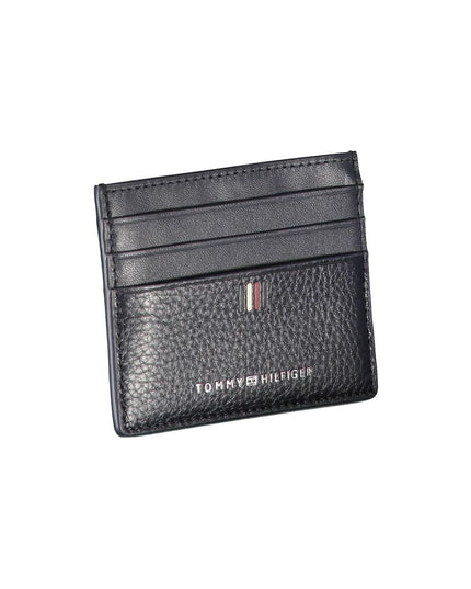 Tommy Hilfiger Sleek Blue Leather Card Holder with Contrast Details