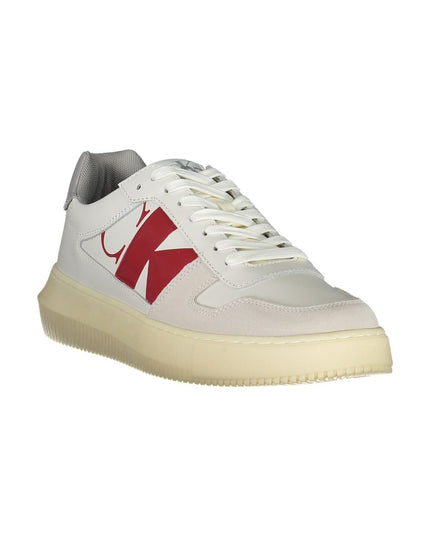 Calvin Klein Sleek White Lace-Up Sneakers with Contrast Details