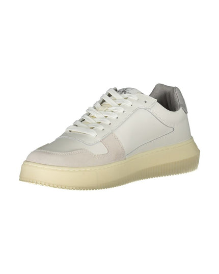 Calvin Klein Sleek White Lace-Up Sneakers with Contrast Details