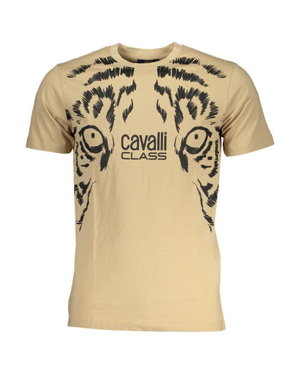 Cavalli Class Beige Cotton T-Shirt