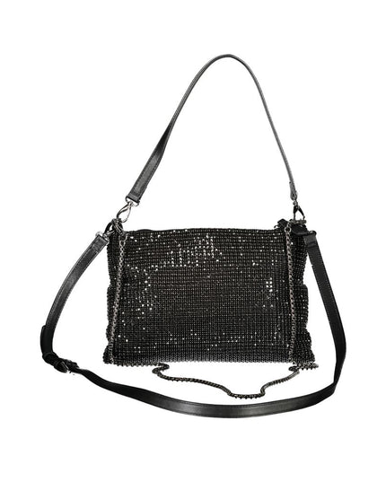 Mario Valentino Black Polyester Women Handbag with Rhinestone Details