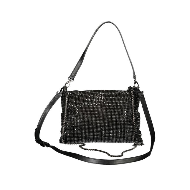 Mario Valentino Black Polyester Women Handbag with Rhinestone Details