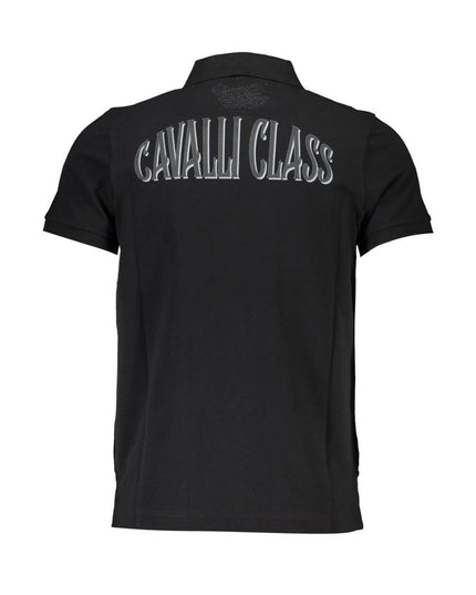 Cavalli Class Black Cotton Men Polo Shirt