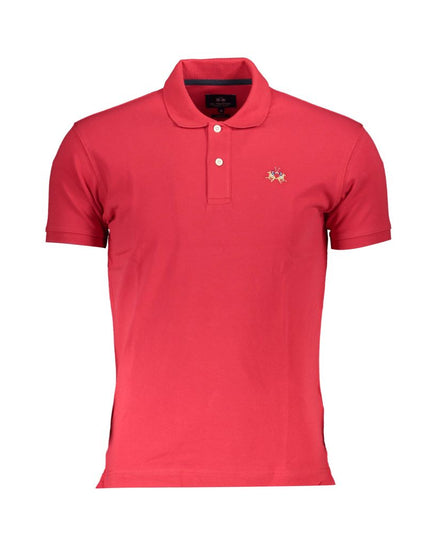 La Martina Red Cotton Men Polo Shirt