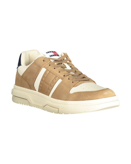 Tommy Hilfiger Beige Leather Men Sneaker