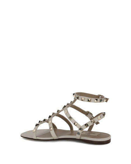 Valentino Garavani White Calf Leather Bos Taurus Flat Sandals