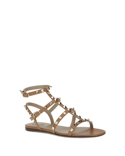 Valentino Garavani Beige Calf Leather Bos Taurus Flat Sandals