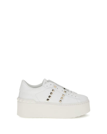 Valentino Garavani White Calf Leather Bos Taurus Platform Sneakers