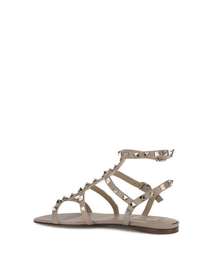 Valentino Garavani Gray Calf Leather Bos Taurus Flat Sandals