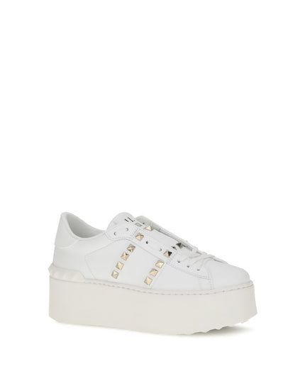 Valentino Garavani White Calf Leather Bos Taurus Platform Sneakers