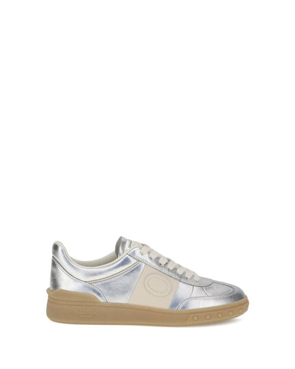Valentino Garavani Silver Calf Leather Bos Taurus Low Top Sneakers