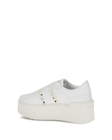 Valentino Garavani White Calf Leather Bos Taurus Platform Sneakers