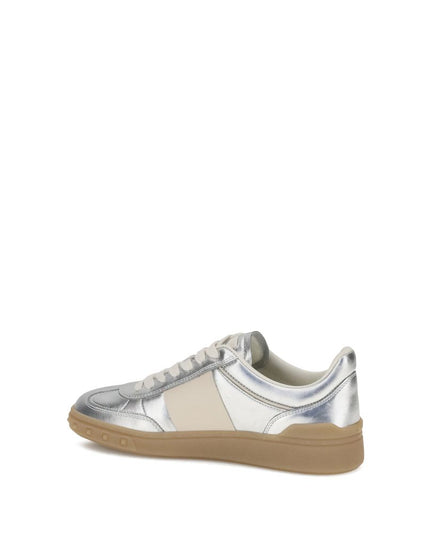 Valentino Garavani Silver Calf Leather Bos Taurus Low Top Sneakers