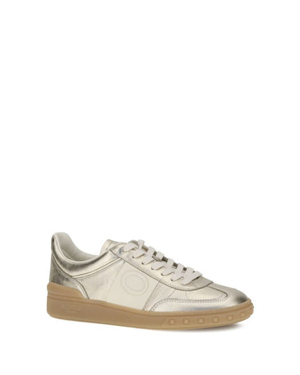 Valentino Garavani Gold Calf Leather Bos Taurus Low Top Sneakers