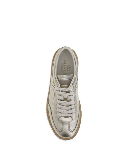 Valentino Garavani Gold Calf Leather Bos Taurus Low Top Sneakers