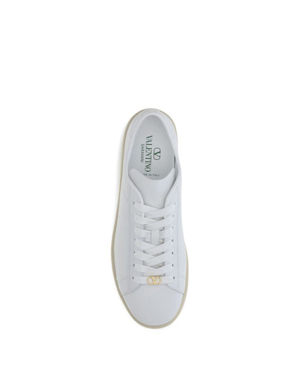 Valentino Garavani White Calf Leather Bos Taurus Low Top Sneakers