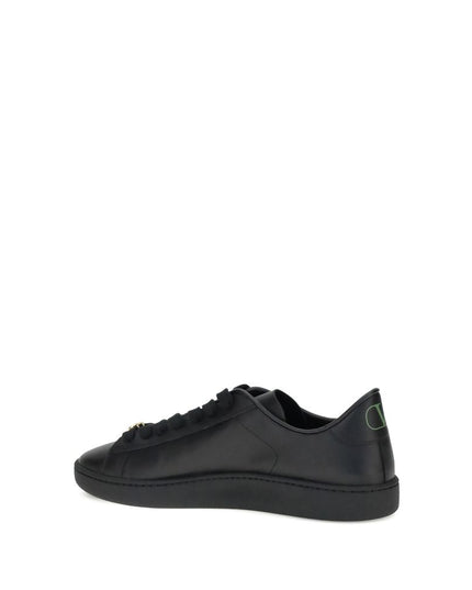 Valentino Garavani Black Calf Leather Bos Taurus Low Top Sneakers