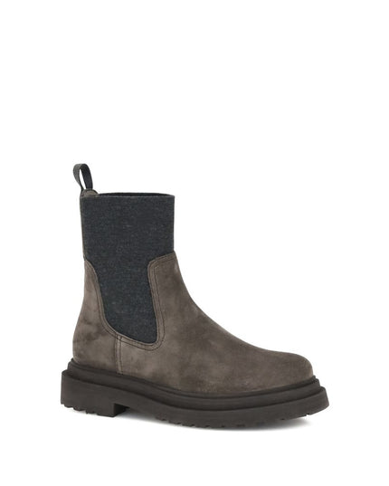 Brunello Cucinelli Brown Calf Leather Bos Taurus Ankle Boots