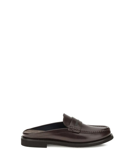 Brunello Cucinelli Brown Calf Leather Bos Taurus Slip-On Loafers