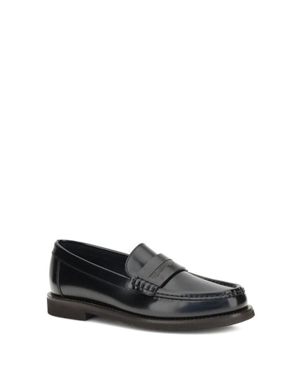 Brunello Cucinelli Black Calf Leather Bos Taurus Slip-On Loafers
