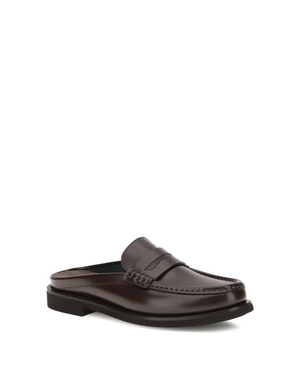 Brunello Cucinelli Brown Calf Leather Bos Taurus Slip-On Loafers