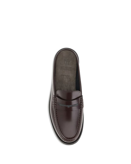 Brunello Cucinelli Brown Calf Leather Bos Taurus Slip-On Loafers