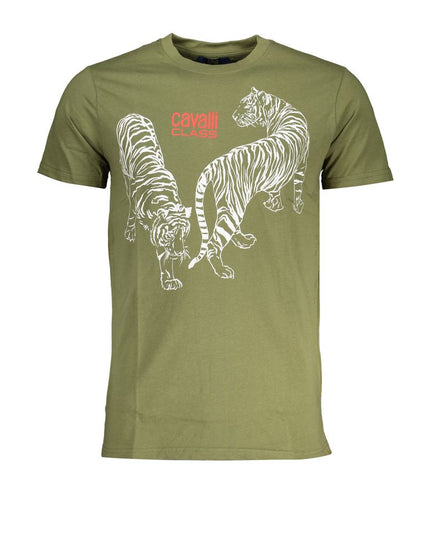 Cavalli Class Green Cotton T-Shirt