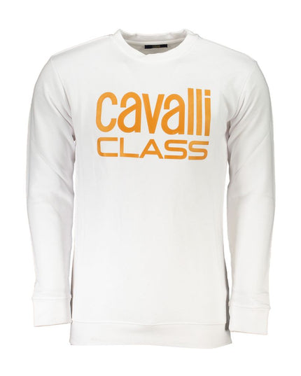 Cavalli Class White Cotton Men Sweater