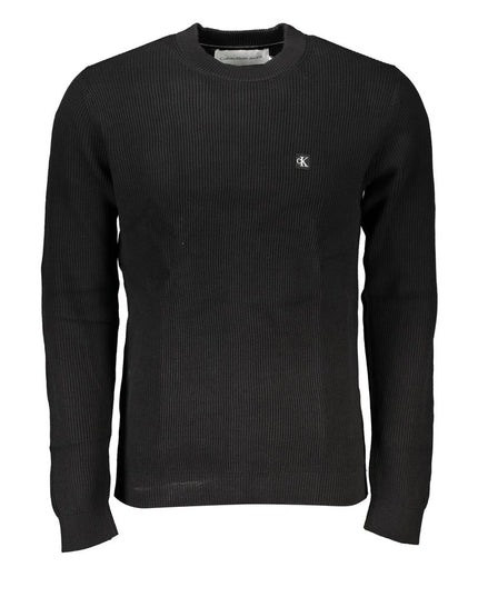 Calvin Klein Sleek Black Crew Neck Sweater with Logo