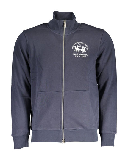 La Martina Blue Cotton Men Sweater