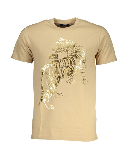 Cavalli Class Beige Cotton T-Shirt