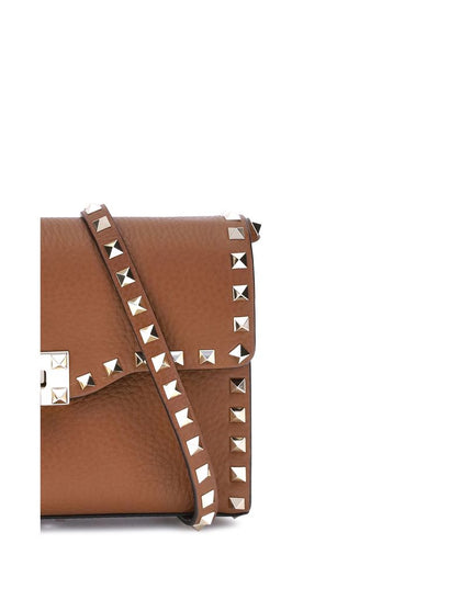 Valentino Garavani Brown Calf Leather Bos Taurus Shoulder Bag