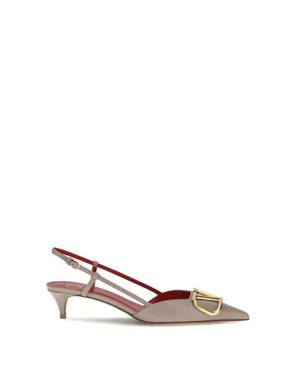 Valentino Garavani Gray Calf Leather Bos Taurus Mid Heel Pumps