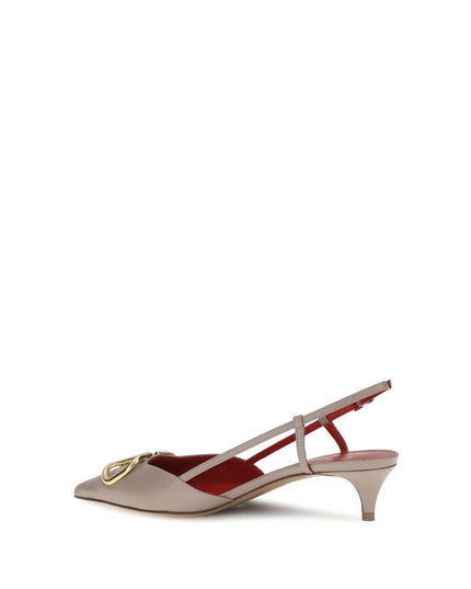 Valentino Garavani Gray Calf Leather Bos Taurus Mid Heel Pumps