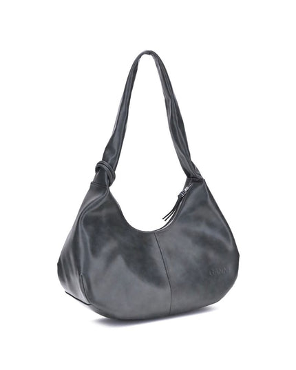 Ganni Black Lyocell Shoulder Bag